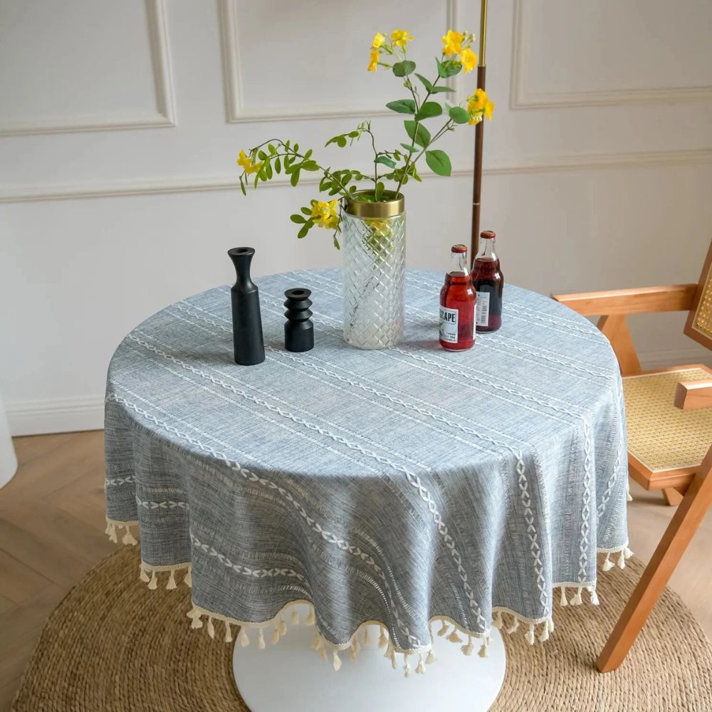 BowLift | Leafline Embroidered Round Tablecloth