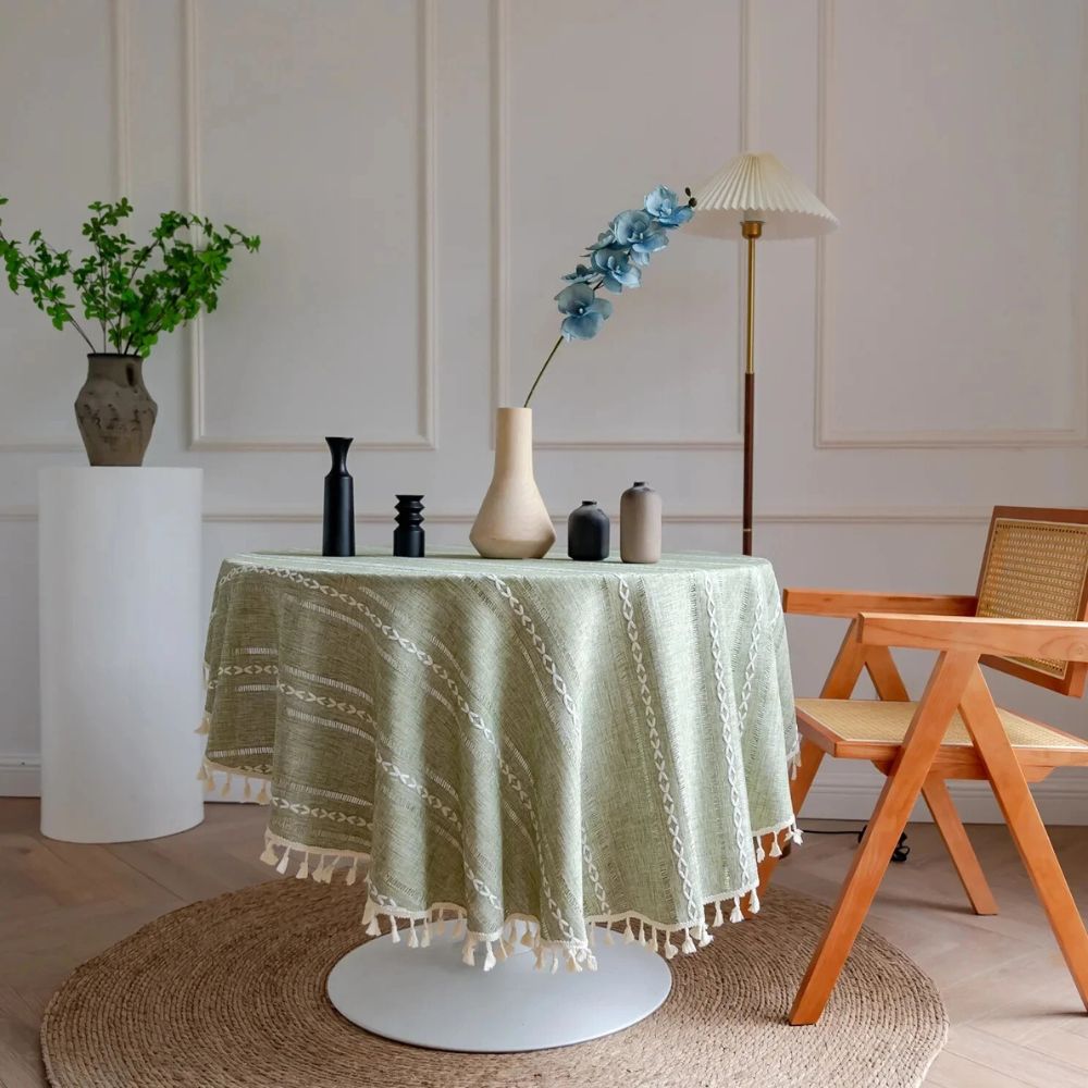 BowLift | Leafline Embroidered Round Tablecloth