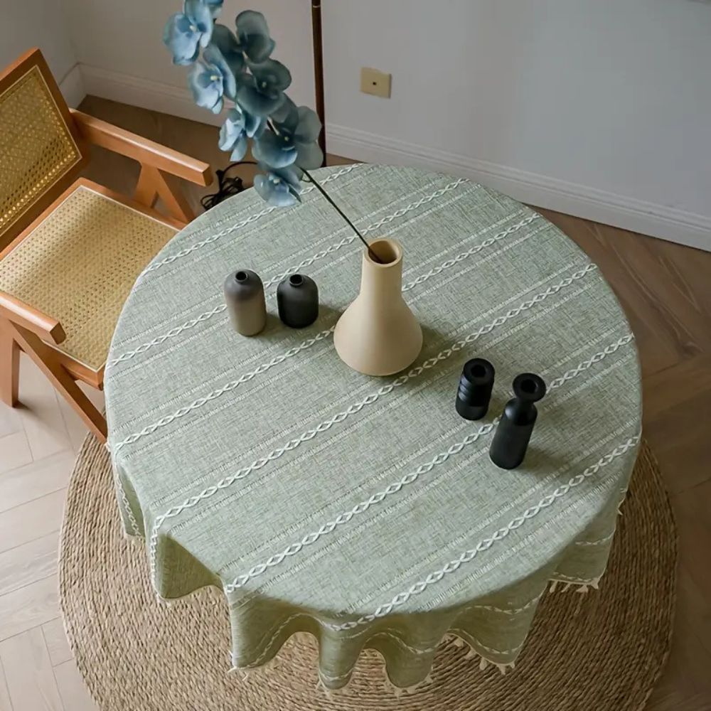 BowLift | Leafline Embroidered Round Tablecloth