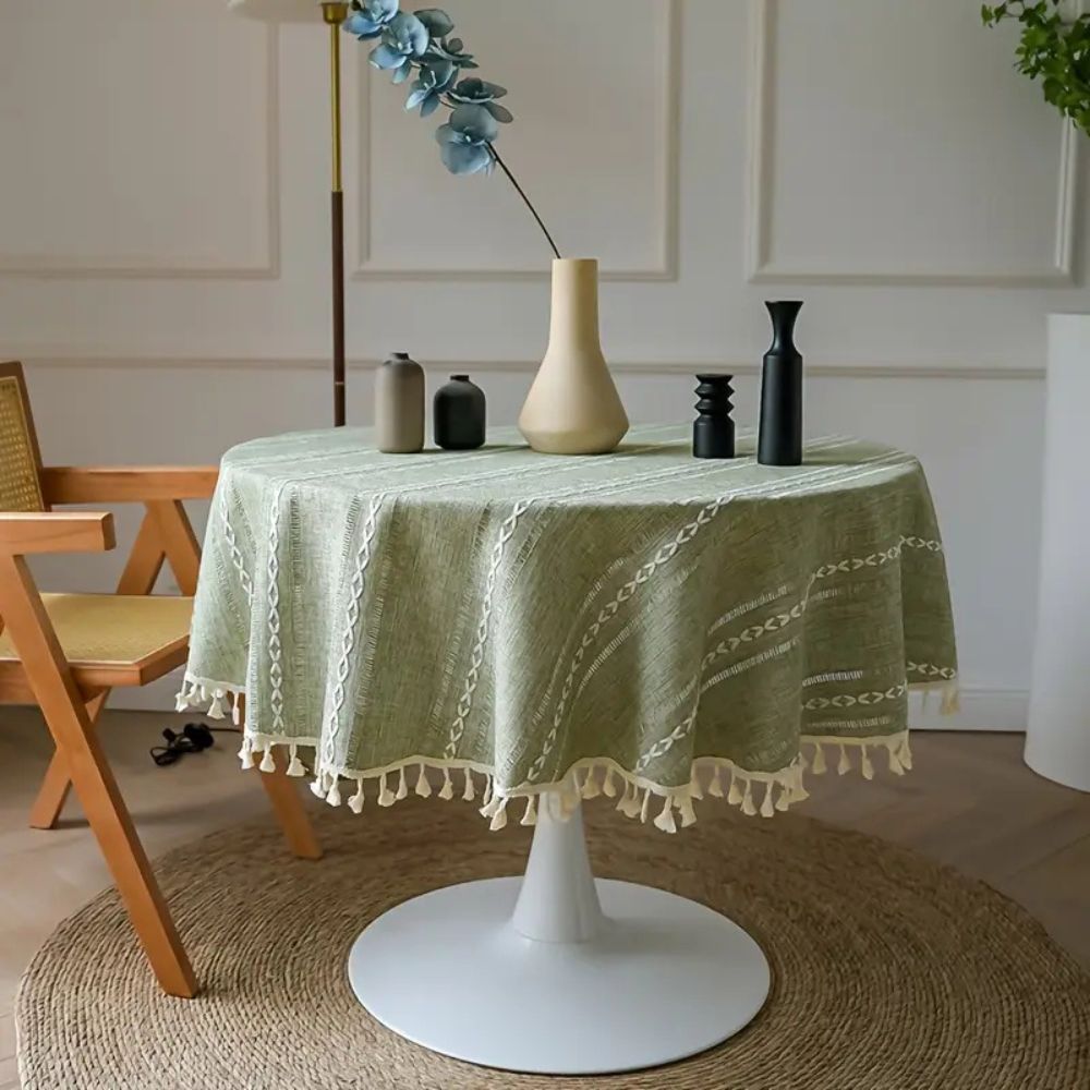 BowLift | Leafline Embroidered Round Tablecloth