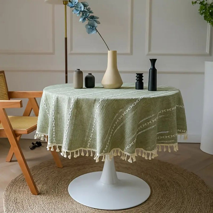BowLift | Leafline Embroidered Round Tablecloth