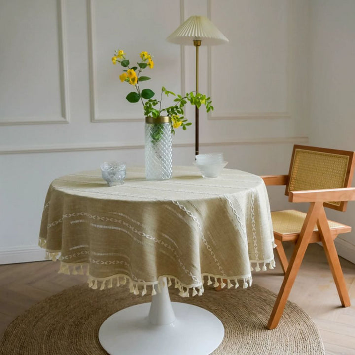 BowLift | Leafline Embroidered Round Tablecloth