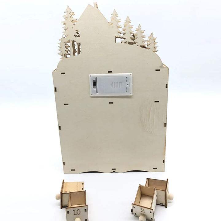 BowLift | LumiFest Houten Adventskalender – 24 Vakjes met Warm LED-Licht & Kerstsfeer