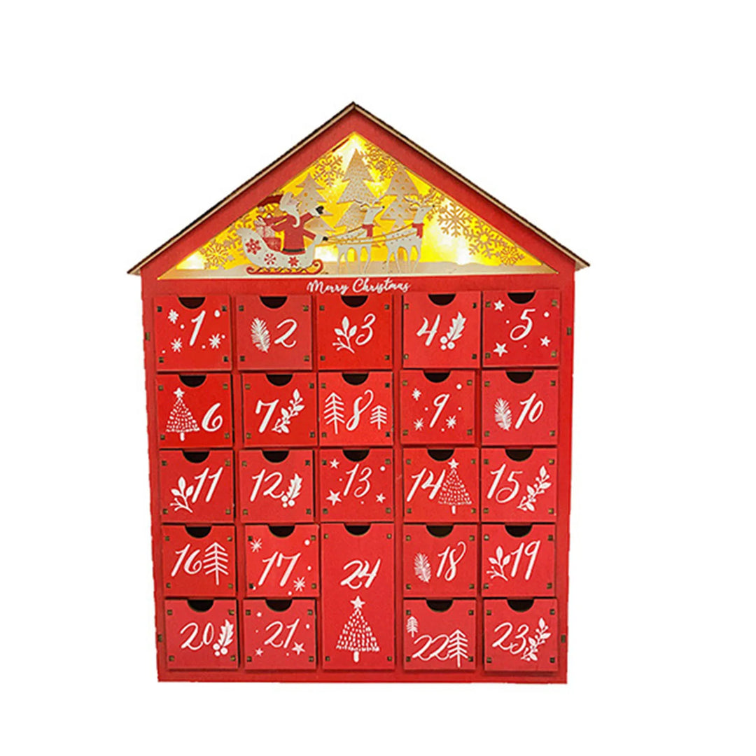 BowLift | LumiFest Houten Adventskalender – 24 Vakjes met Warm LED-Licht & Kerstsfeer