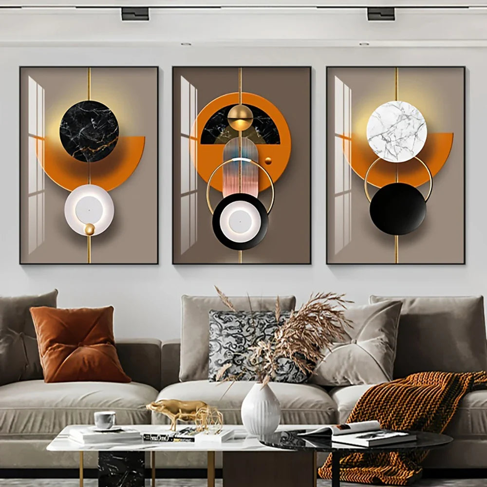 Light Luxury Abstract Celestial Geometry Wall Art Fine Art Canvas Prints Modern Aesthetics Pictures For Living Room Dining Room Home Office Decor | Bowlift