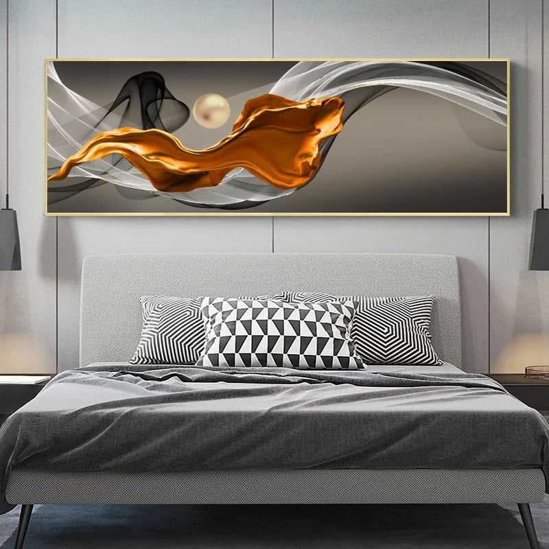 Light Luxury Flowing Abstract Ribbon Wall Art Fine Art Canvas Prints Wide Format Picture For Above The Bed Pictures For Above The Sofa | Bowlift