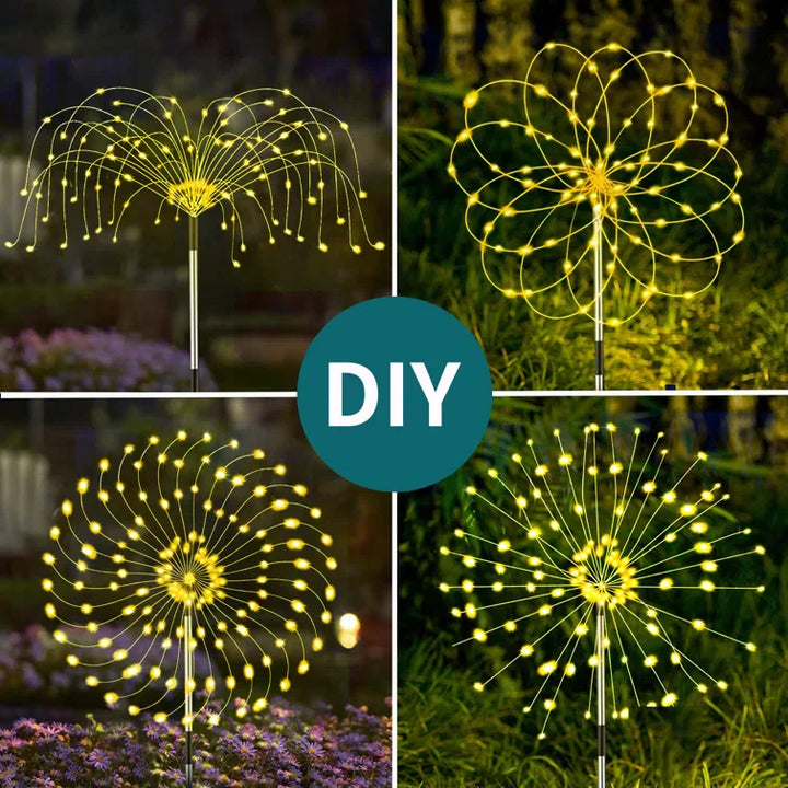 4 Pieces Solar Firework Garden Lights - Weatherproof LED Decorative Lighting, Solar Power for Garden and Patio | Bowlift