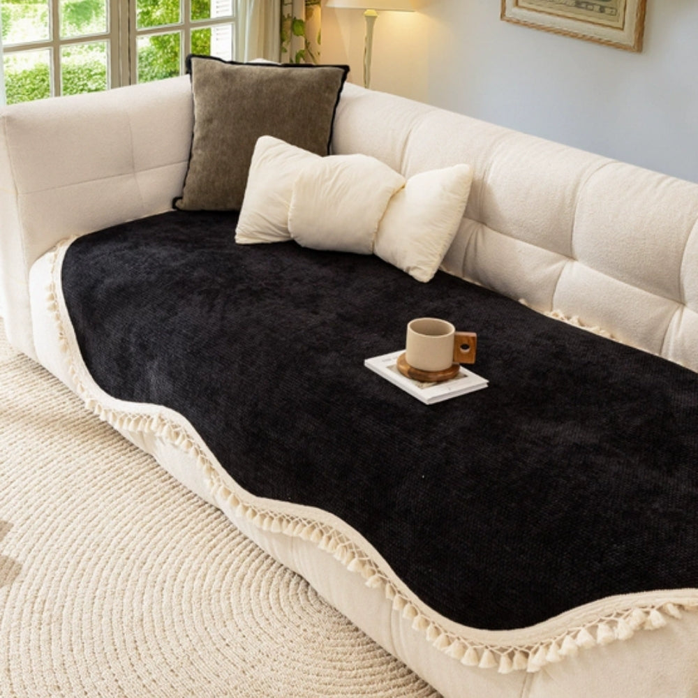 BowLift | Luxury Chenille Woven Texture Tassel Sofa Cover