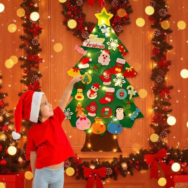 BowLift | Interactive Felt Wall Tree with LED Lights and 30+ Ornaments