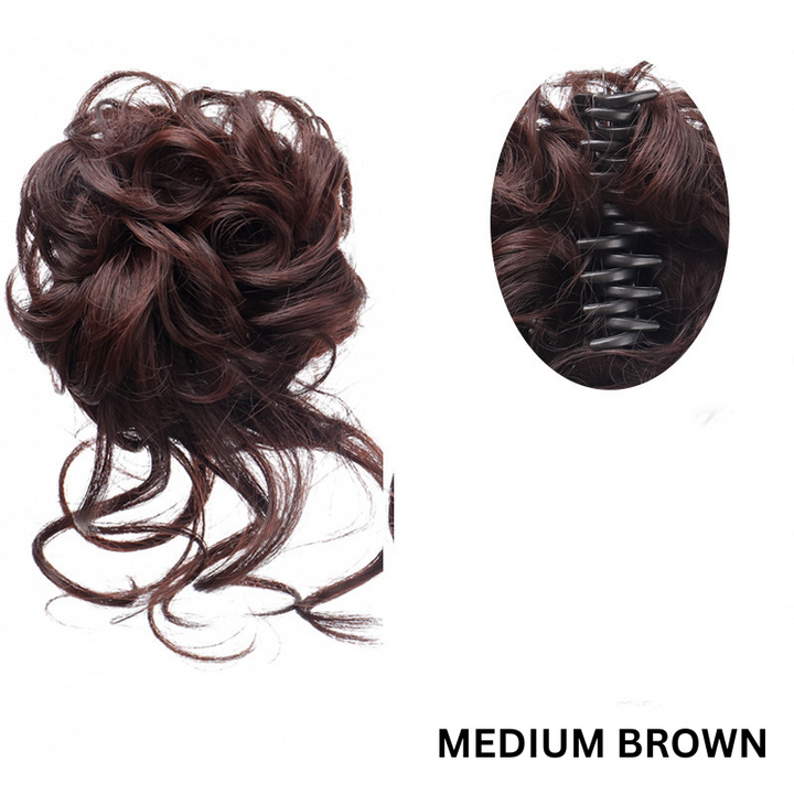 Messy Bun Hair Wavy Curly with Claw Clip Super Natural Look Bowlift