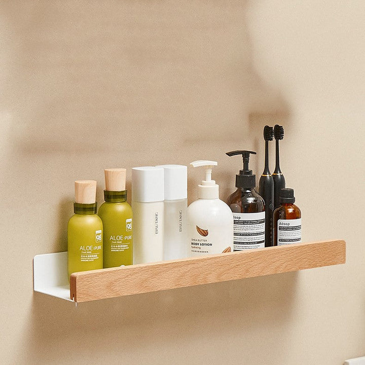 BowLift | Woodify Wall Shelf - Stylish Shower Rack Without Drilling