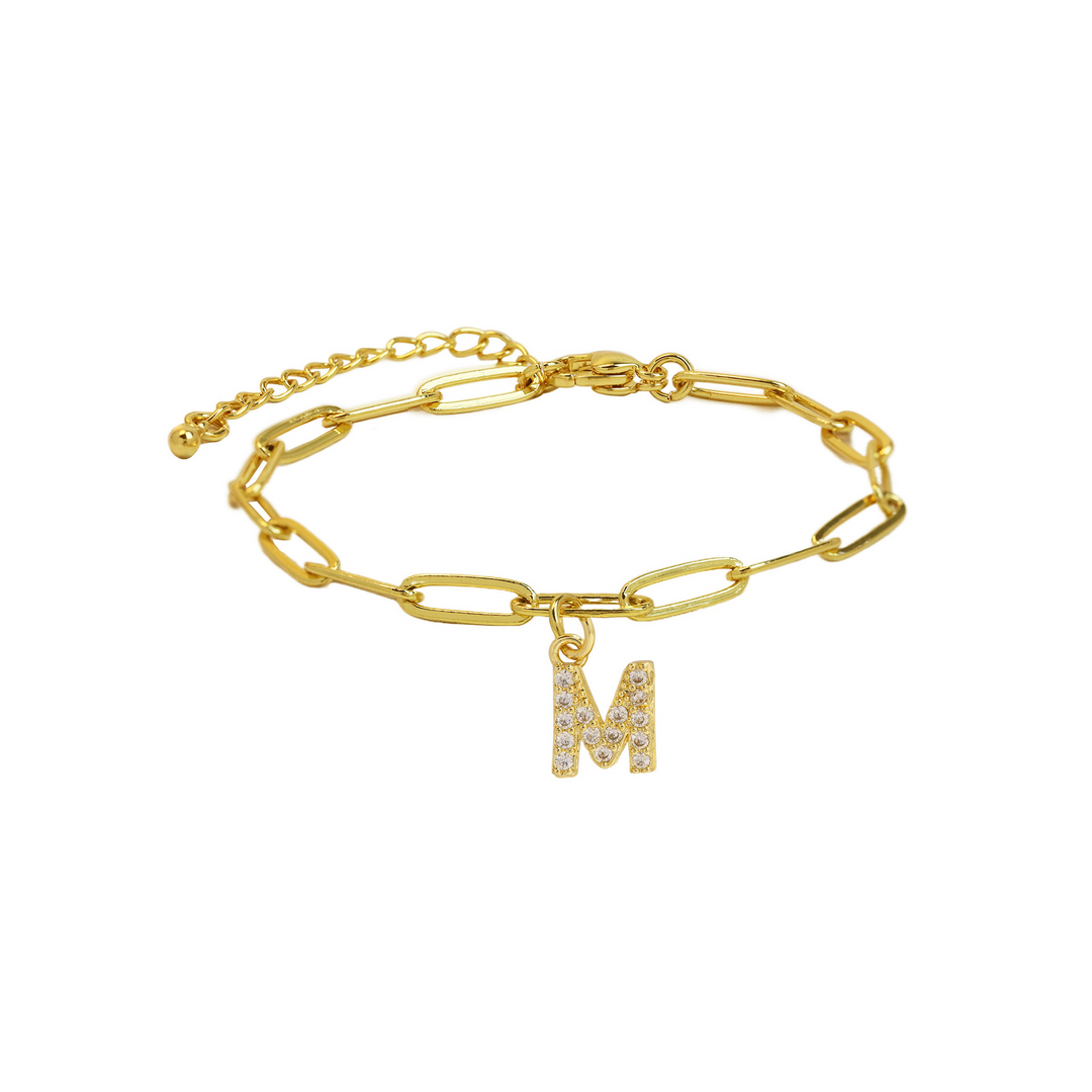 BowLift | Dainty Paperclip Letter Initial Bracelet