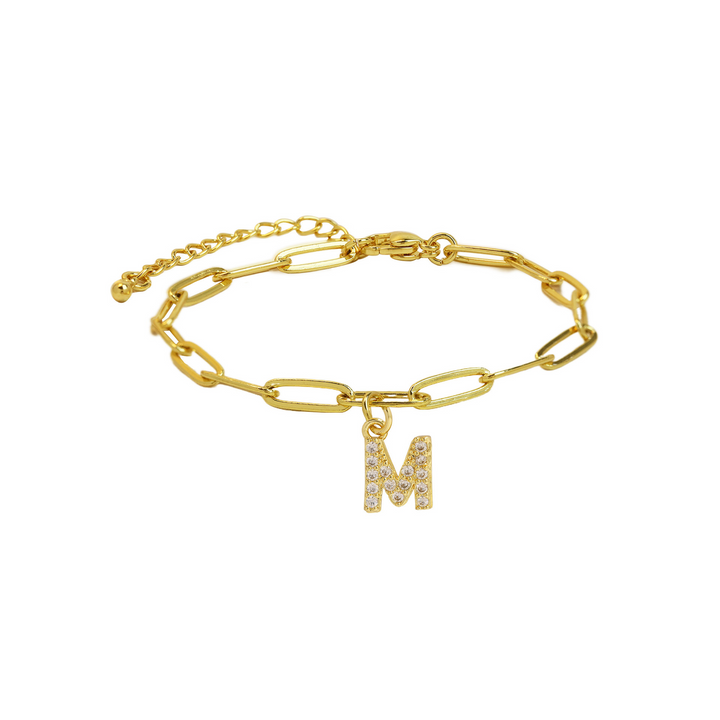 BowLift | Dainty Paperclip Letter Initial Bracelet