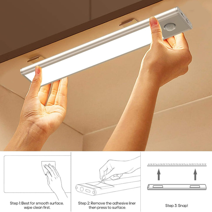 BowLift | Magnetic Motion Sensor Light | Modern Silver Design, USB Rechargeable & Easy-to-Mount for Home Safety and Ambiance