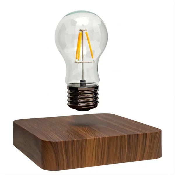 Floating Lightbulb with Walnut Wood Base - LevitaLux | Bowlift