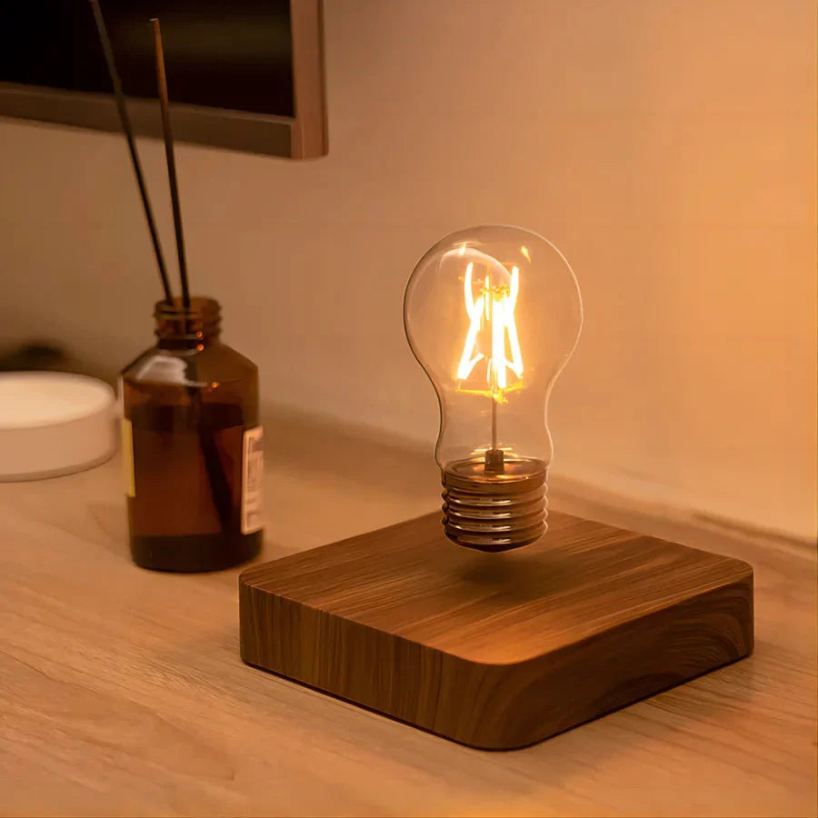 BowLift | Floating Light Bulb with Walnut Wood Base - LevitaLux