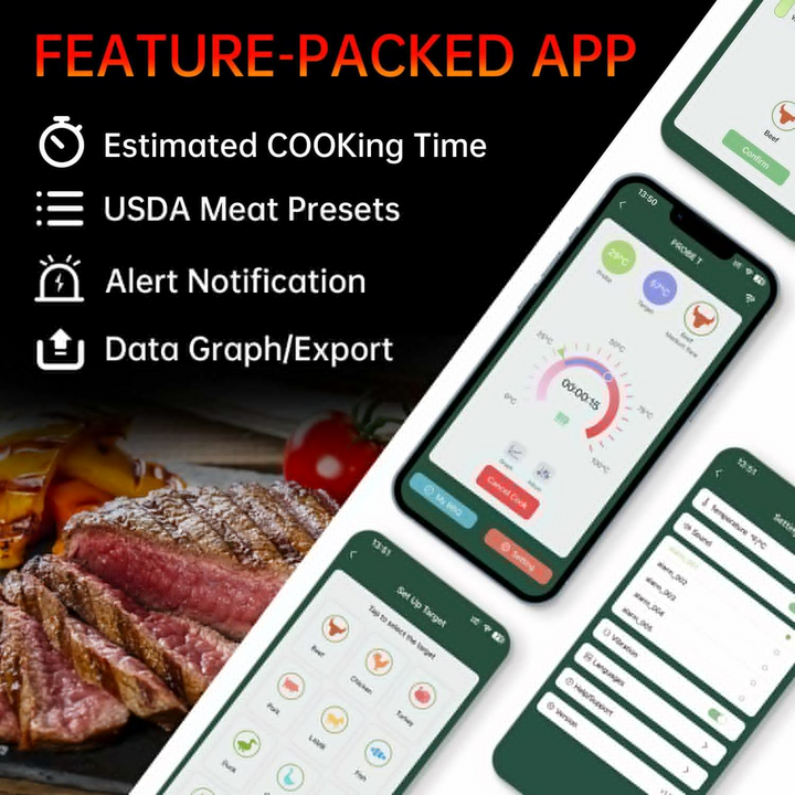 BowLift | MeatIQ Digital Meat Thermometer with Wireless Probe – Perfect for Precise Cooking Temperatures Every Time