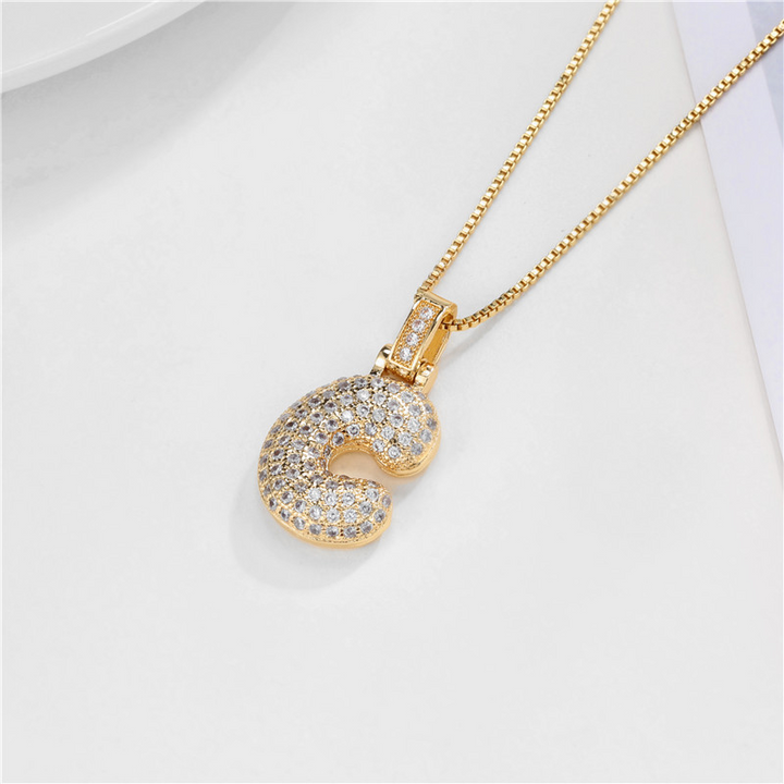 BowLift | 14k Diamond Dazzle Bubble Initial Necklace