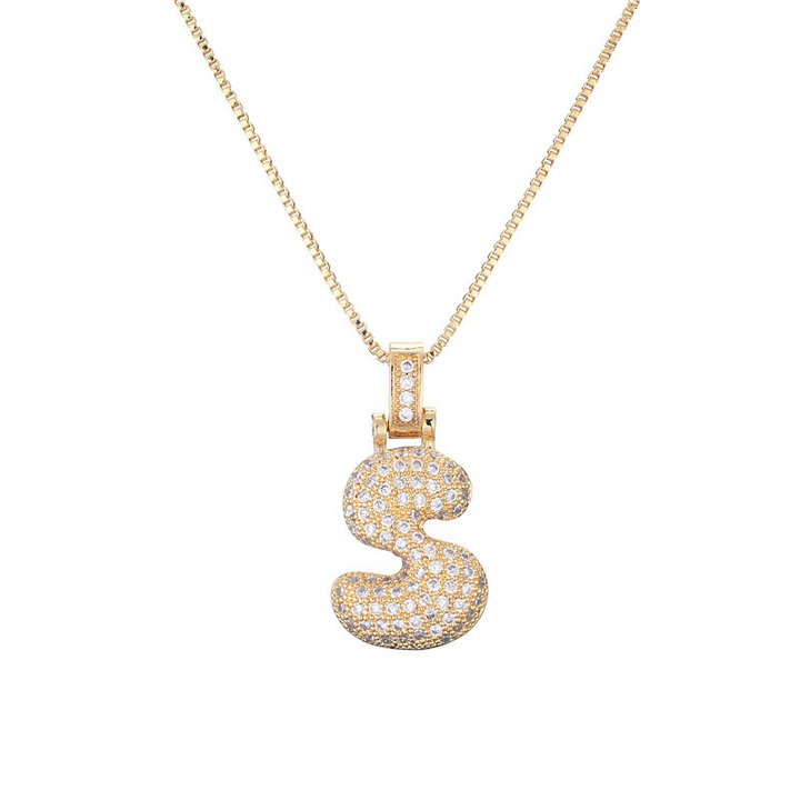 BowLift | 14k Diamond Dazzle Bubble Initial Necklace