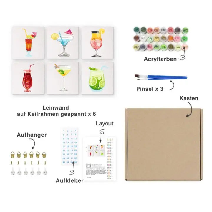 BowLift | Paint by Numbers Mini Set – 6 Designs for Creative Relaxation