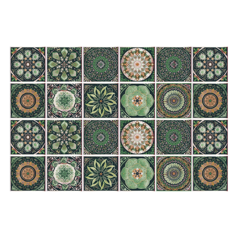 BowLift | Mandaluxe – 24-Piece European Mandala Tile Set | Peel & Stick Decorative Vinyl Tiles