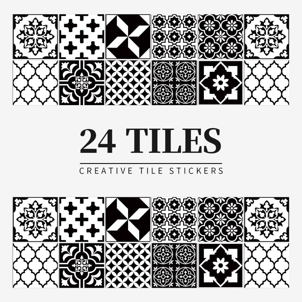 BowLift | Mandaluxe – 24-Piece European Mandala Tile Set | Peel & Stick Decorative Vinyl Tiles