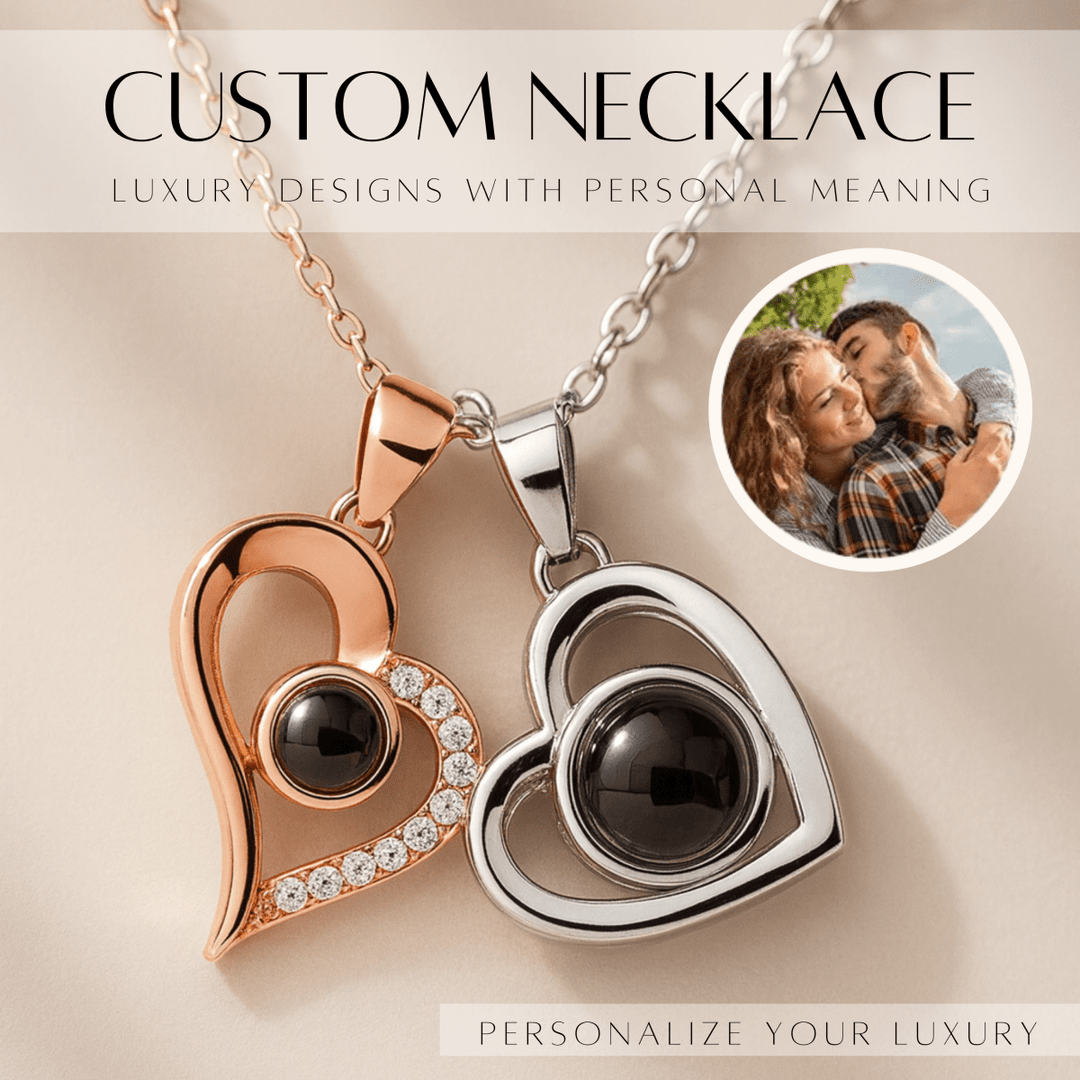 BowLift | Photo projection chain with heart pendant and engraving