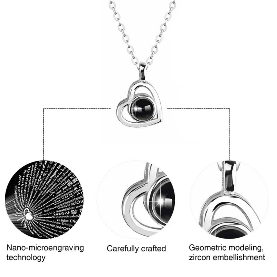 BowLift | Photo projection chain with heart pendant and engraving