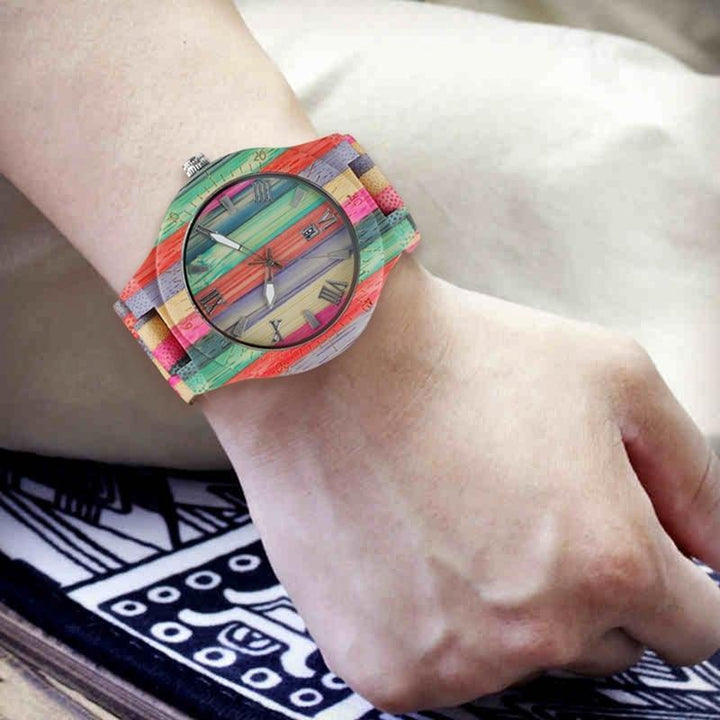 BowLift | Men Women Fashion Colorful Wood Bamboo Watch Quartz Analog Handmade Full Wooden Bracelet Luxury Wristwatches  Gifts for Lovers