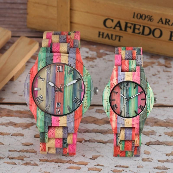 BowLift | Men Women Fashion Colorful Wood Bamboo Watch Quartz Analog Handmade Full Wooden Bracelet Luxury Wristwatches  Gifts for Lovers