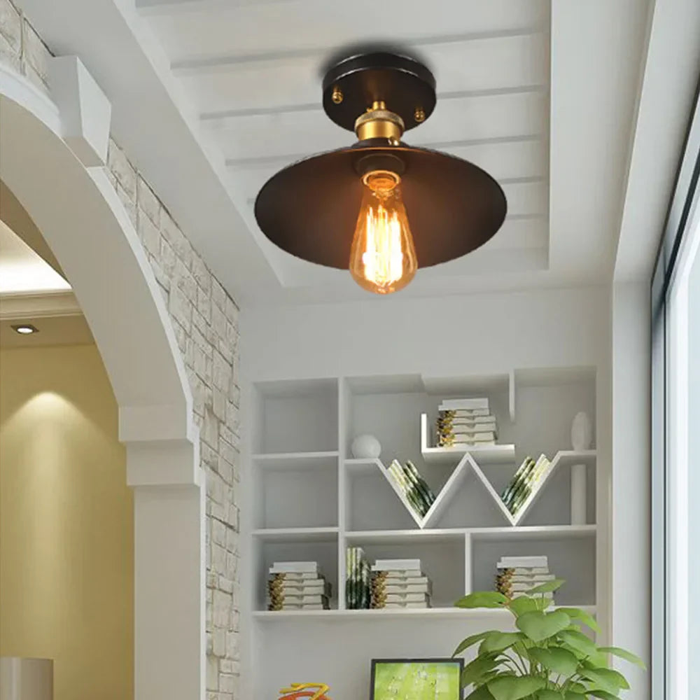 Vintage ceiling lamp in industrial style, retro ceiling light with Edison bulb, LED compatible | Bowlift