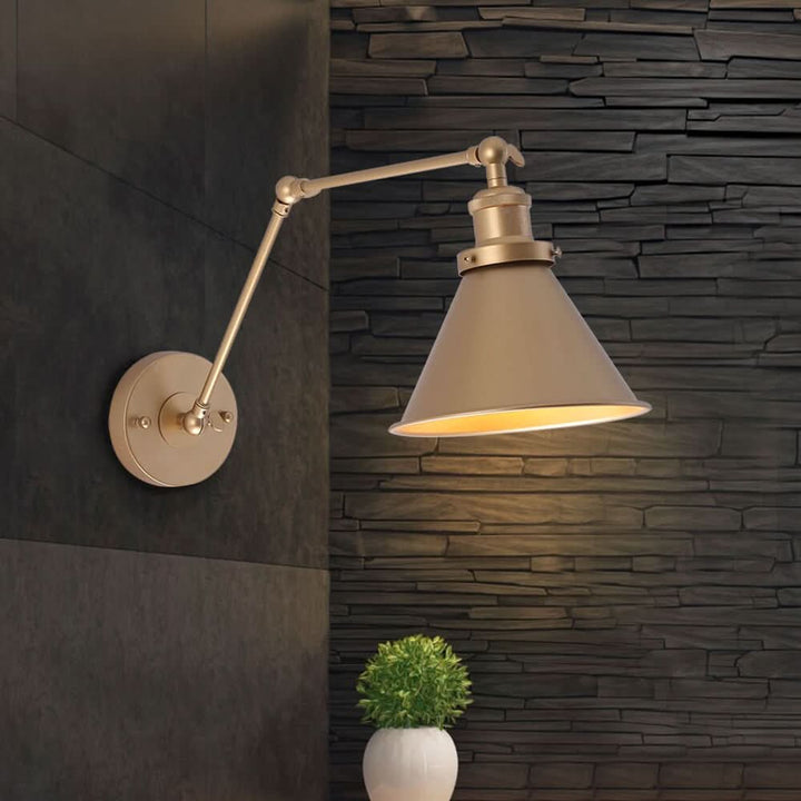BowLift | Mid-Century Adjustable Metal Wall Lamp – Brass & Black