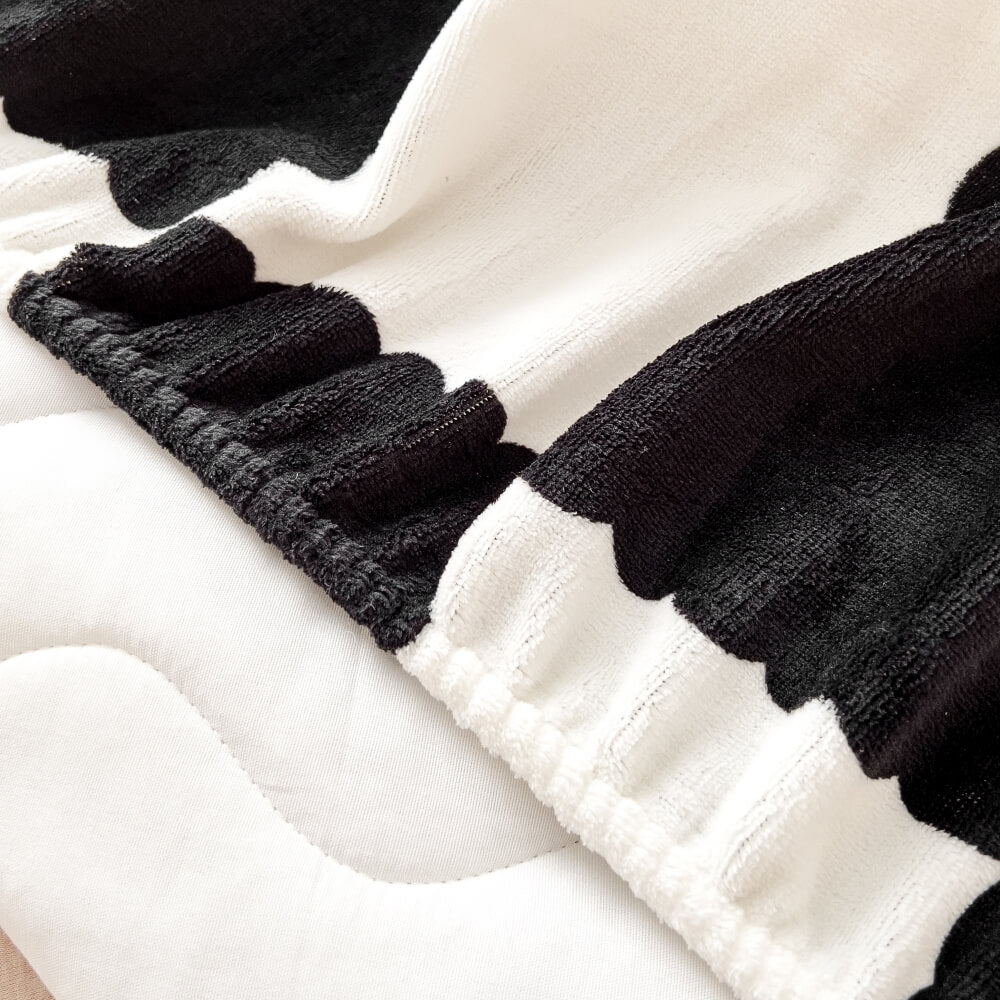 BowLift | Milk Velvet Checked Bed Linen Fitted Sheet Mattress Cover