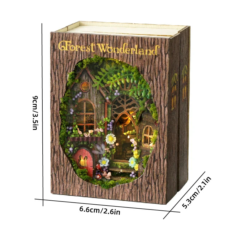 BowLift | Miniatuur Houten Poppenhuis – Creatieve Bouwset met LED-Verlichting & Meubels