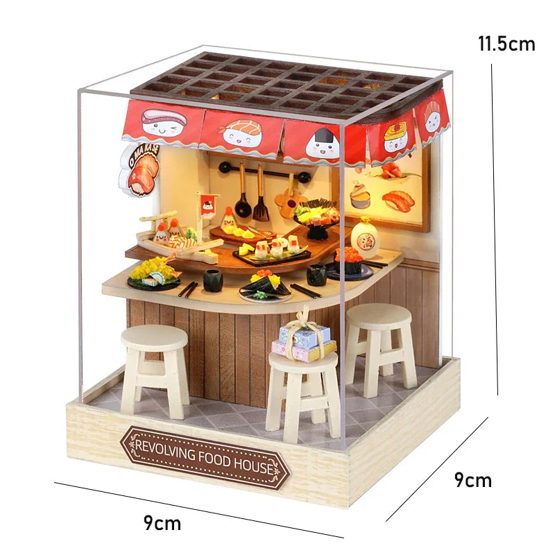 BowLift | Miniatuur Houten Poppenhuis – Creatieve Bouwset met LED-Verlichting & Meubels