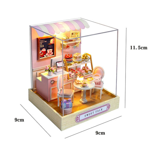 BowLift | Miniatuur Houten Poppenhuis – Creatieve Bouwset met LED-Verlichting & Meubels
