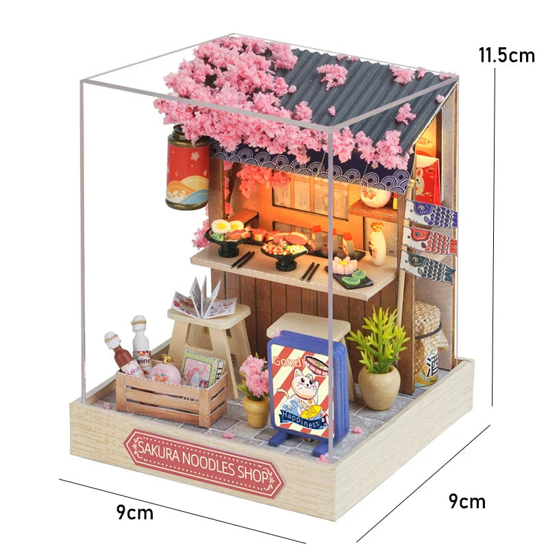 BowLift | Miniatuur Houten Poppenhuis – Creatieve Bouwset met LED-Verlichting & Meubels