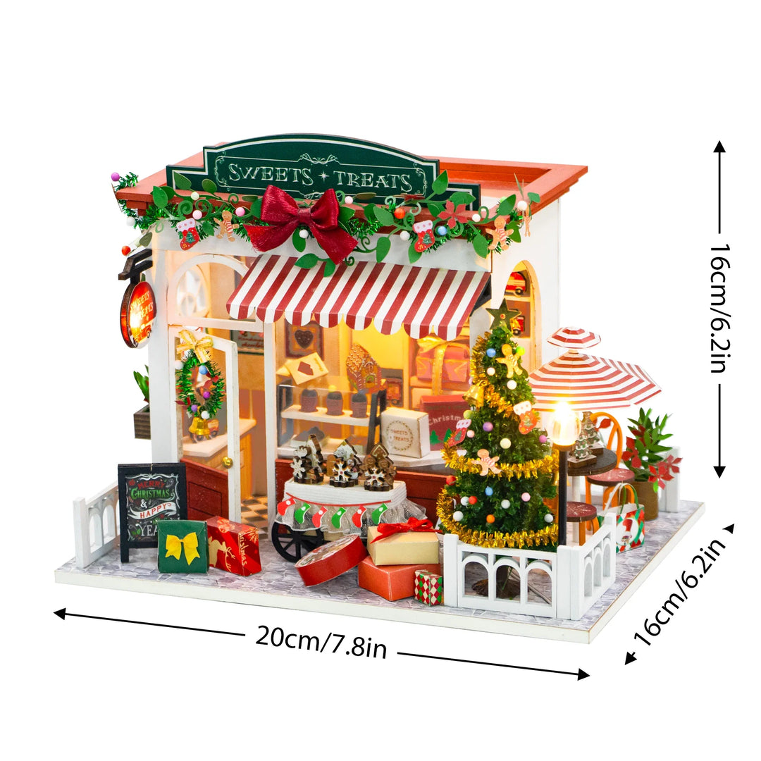 BowLift | Miniatuur Houten Poppenhuis – Creatieve Bouwset met LED-Verlichting & Meubels
