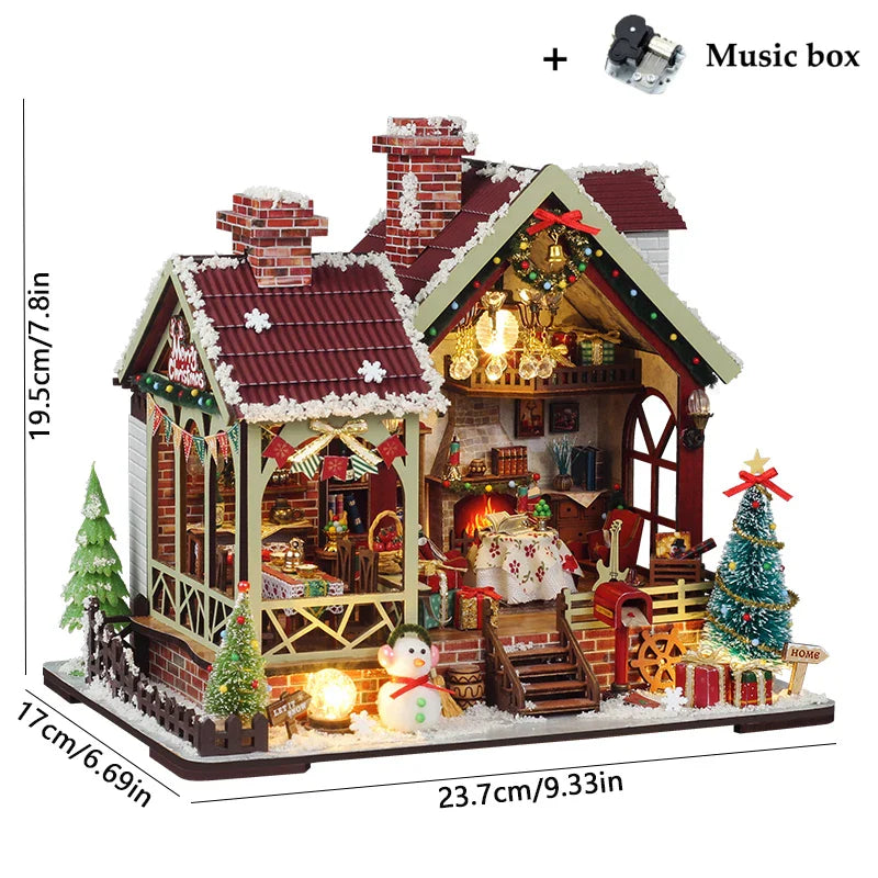 BowLift | Miniatuur Houten Poppenhuis – Creatieve Bouwset met LED-Verlichting & Meubels