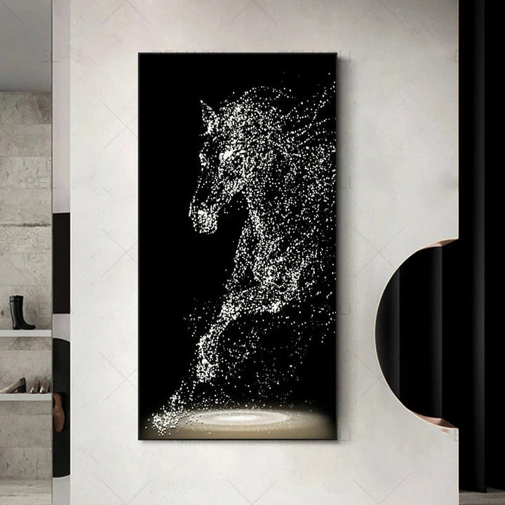 Minimalist Abstract Light Splash Horse Wall Art Fine Art Canvas Prints Equestrian Pictures For Modern Living Room Entranceway Foyer Art Decor | Bowlift