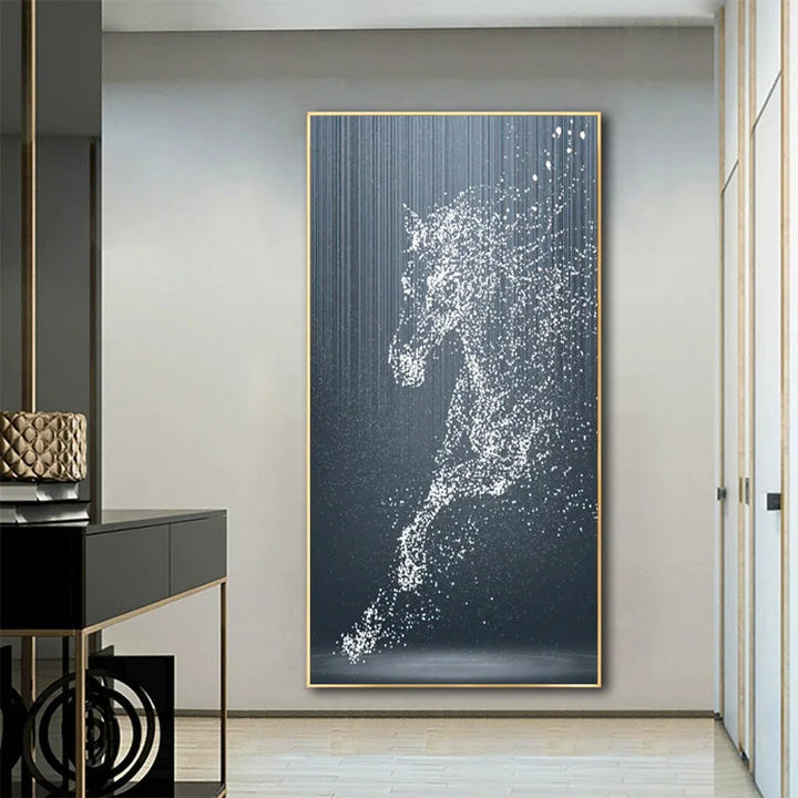 Minimalist Abstract Light Splash Horse Wall Art Fine Art Canvas Prints Equestrian Pictures For Modern Living Room Entranceway Foyer Art Decor | Bowlift