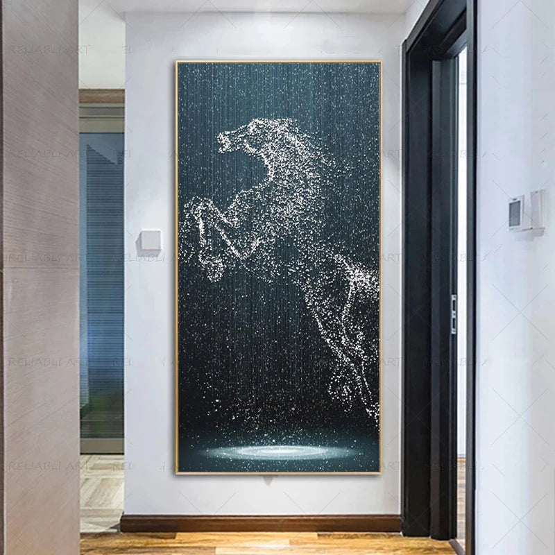 Minimalist Abstract Light Splash Horse Wall Art Fine Art Canvas Prints Equestrian Pictures For Modern Living Room Entranceway Foyer Art Decor | Bowlift