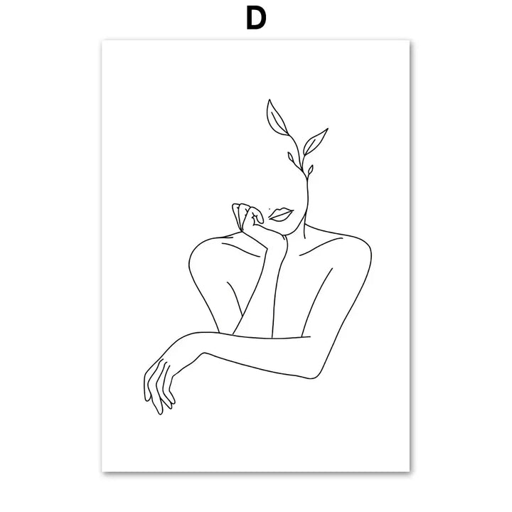 Minimalist Abstract Black White Beauty Figure Art Line Art Fine Art Canvas Prints Pictures For Living Room Bedroom Salon Art Decor | Bowlift