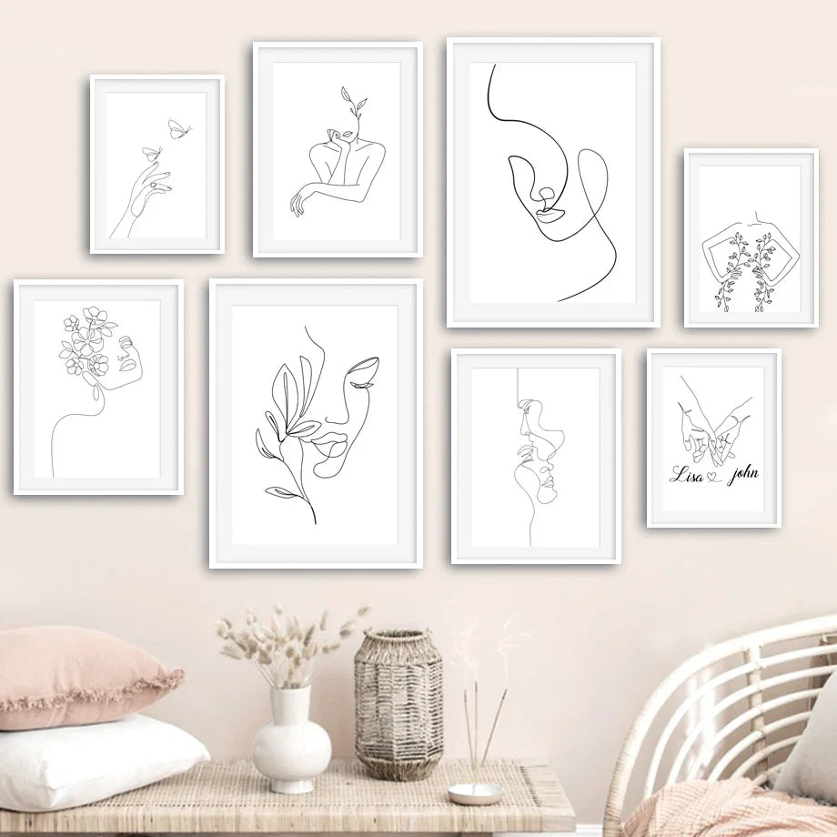 Minimalist Abstract Black White Beauty Figure Art Line Art Fine Art Canvas Prints Pictures For Living Room Bedroom Salon Art Decor | Bowlift