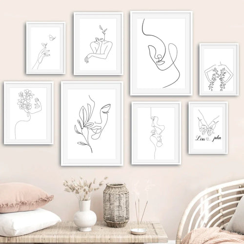 Minimalist Abstract Black White Beauty Figure Art Line Art Fine Art Canvas Prints Pictures For Living Room Bedroom Salon Art Decor | Bowlift