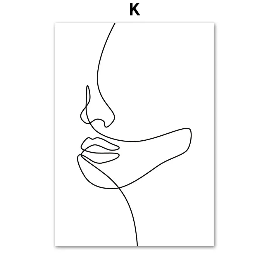 Minimalist Abstract Black White Beauty Figure Art Line Art Fine Art Canvas Prints Pictures For Living Room Bedroom Salon Art Decor | Bowlift
