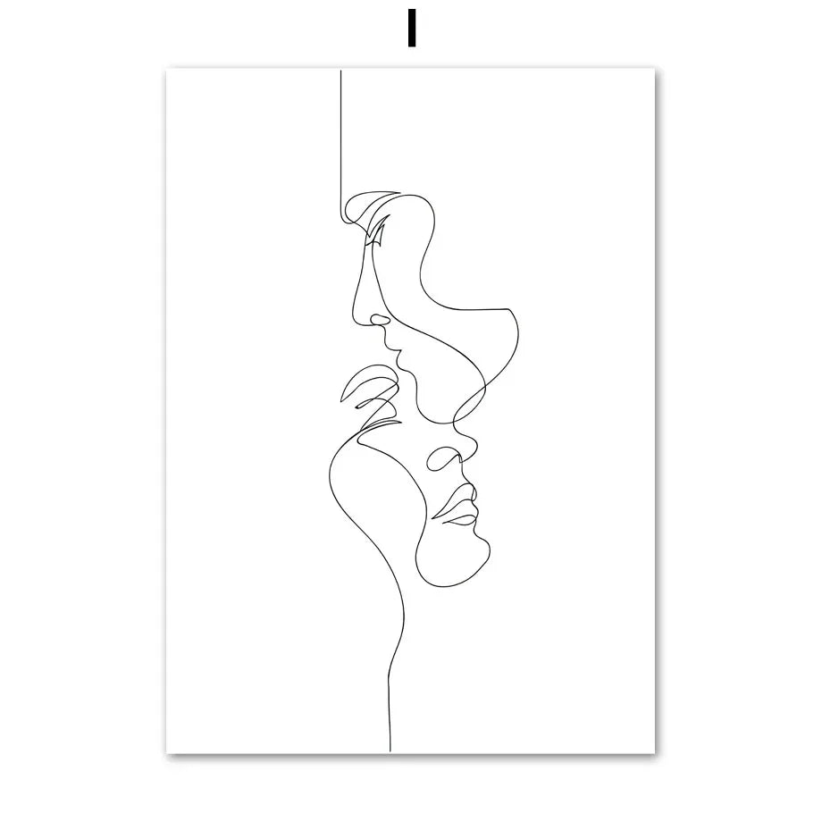 Minimalist Abstract Black White Beauty Figure Art Line Art Fine Art Canvas Prints Pictures For Living Room Bedroom Salon Art Decor | Bowlift