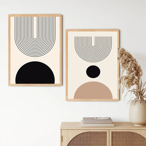 Minimalist Abstract Geometric Moon Phase Line Art Wall Art Fine Art Canvas Prints Pictures For Modern Apartment Living Room Nordic Home Decor | Bowlift