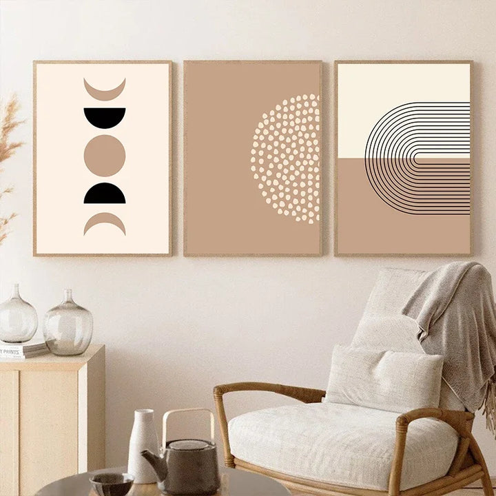 Minimalist Abstract Geometric Moon Phase Line Art Wall Art Fine Art Canvas Prints Pictures For Modern Apartment Living Room Nordic Home Decor | Bowlift