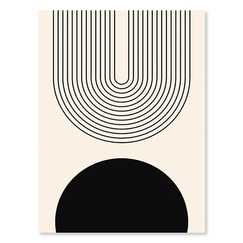 Minimalist Abstract Geometric Moon Phase Line Art Wall Art Fine Art Canvas Prints Pictures For Modern Apartment Living Room Nordic Home Decor | Bowlift